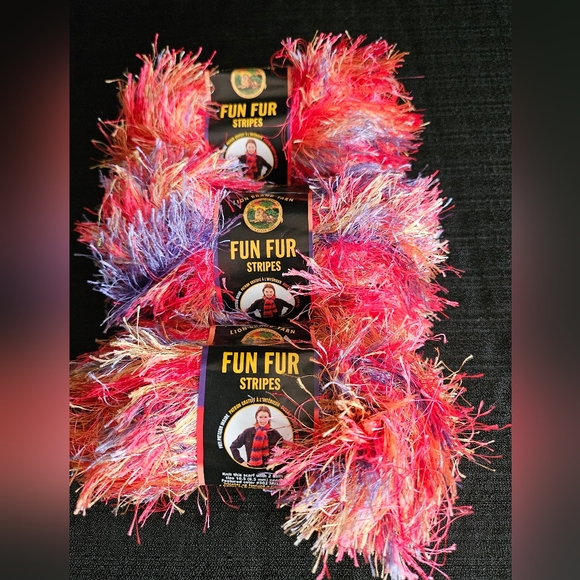 Lion Brand Yarn Fun Fur Lot Of 3 (Mexicana) Eyelash - Picture 1 of 4